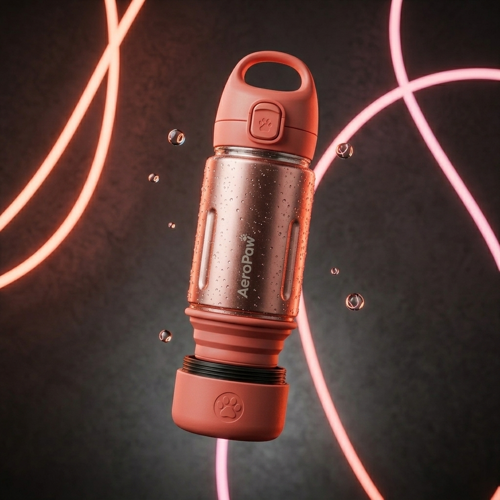 AeroPaw 3-in-1 dog travel bottle in Sunset Coral